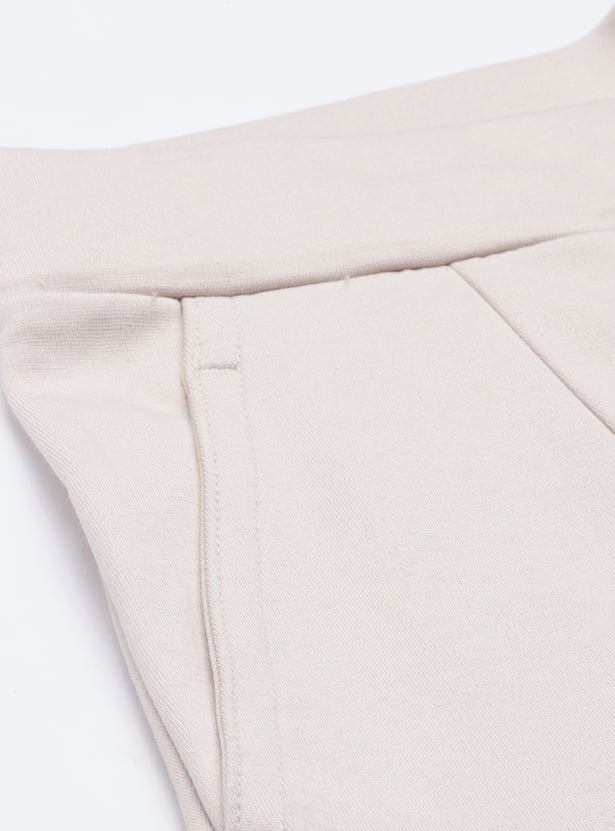 GO COLORS Solid Panelled Knit Treggings