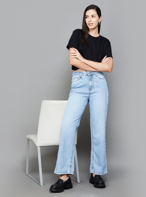 Buy KRAUS Women Stonewashed Wide-Leg Jeans from Kraus at just INR 2095.0