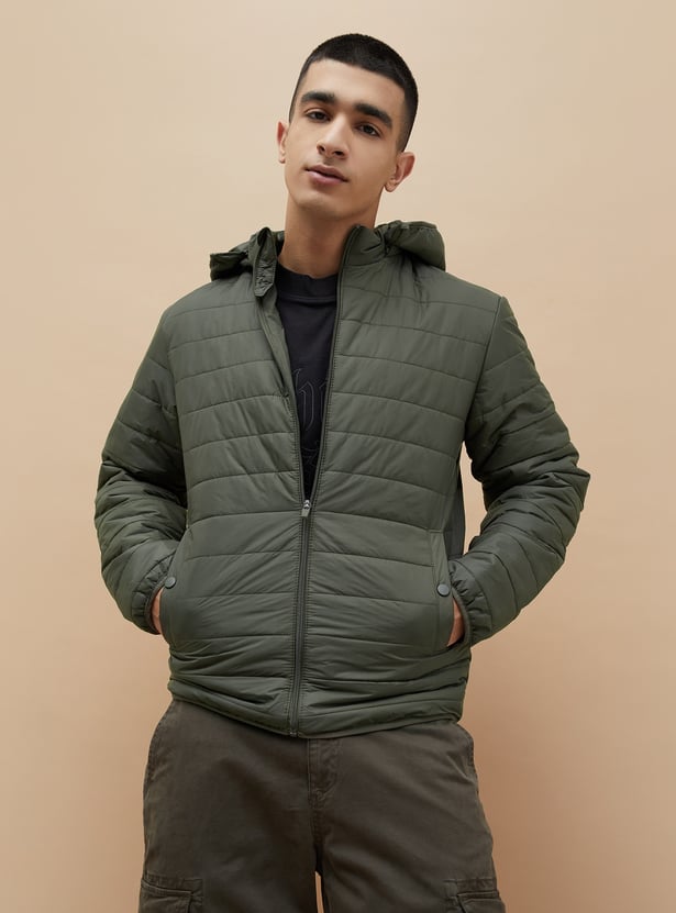 FAME FOREVER Solid Hooded Puffer Jacket