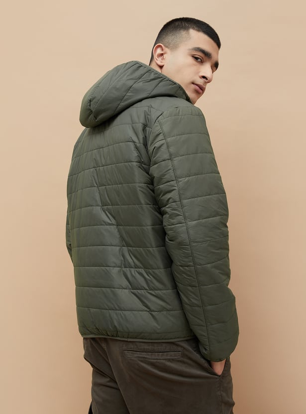 FAME FOREVER Solid Hooded Puffer Jacket