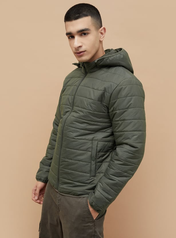 FAME FOREVER Solid Hooded Puffer Jacket