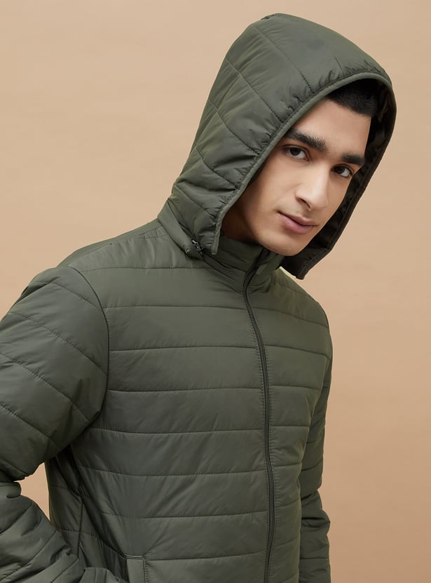 FAME FOREVER Solid Hooded Puffer Jacket