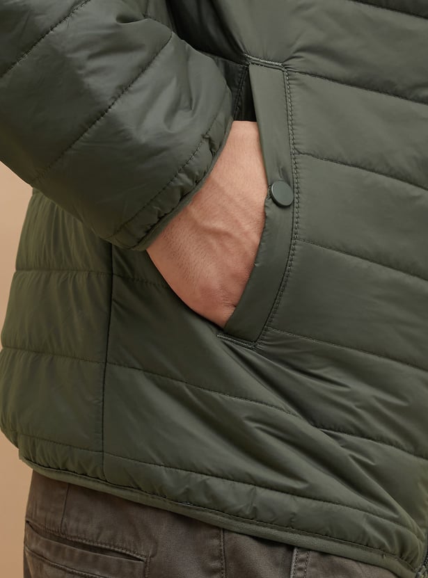 FAME FOREVER Solid Hooded Puffer Jacket