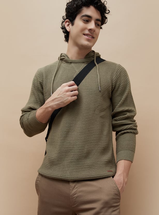 FAME FOREVER Textured Hooded Sweater