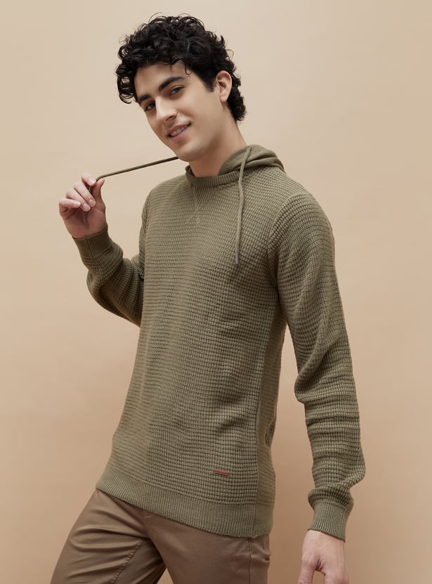 FAME FOREVER Textured Hooded Sweater
