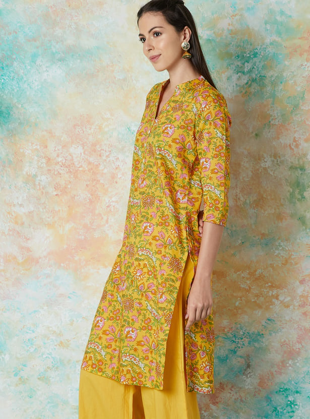 Buy MELANGE Floral Printed Straight Kurta from Melange at just INR 599.0