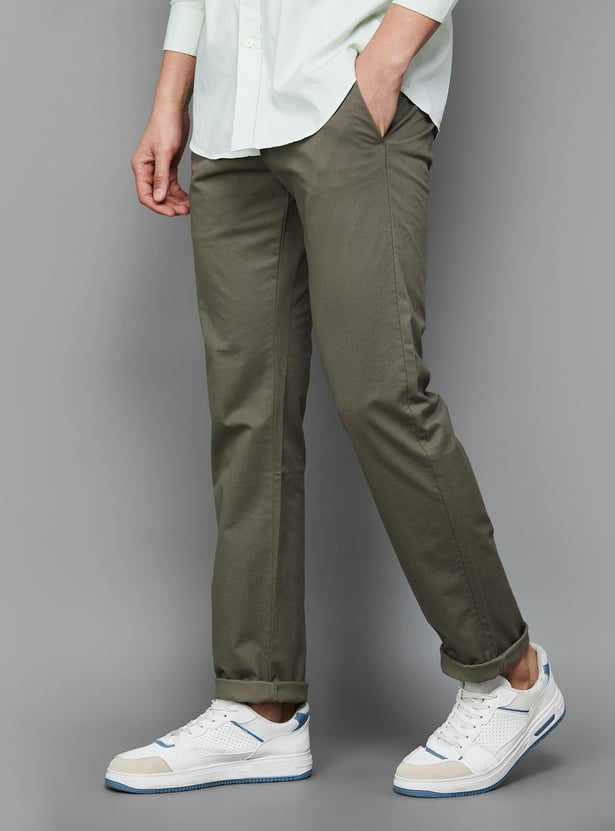 Buy ALLEN SOLLY Men Solid Slim Casual Trousers from Allen Solly at just ...