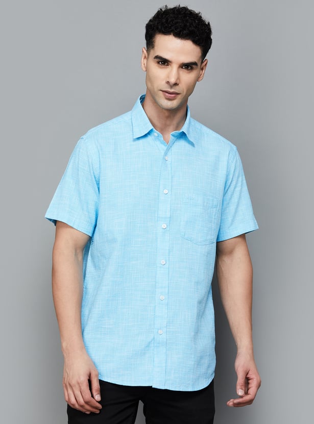 Buy COLORPLUS Men Textured Regular Fit Casual Shirt from Colorplus