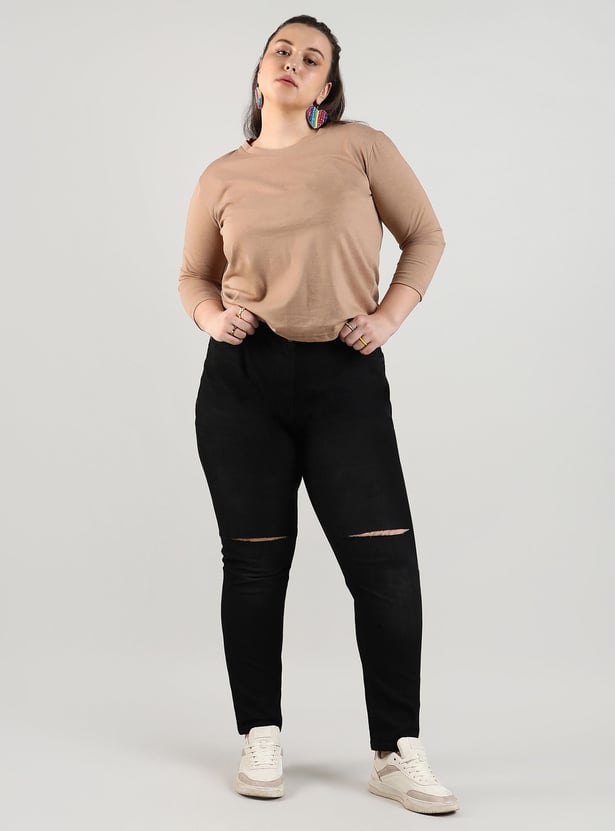 INSTAFAB PLUS Slashed Knee Regular Fit Jeans