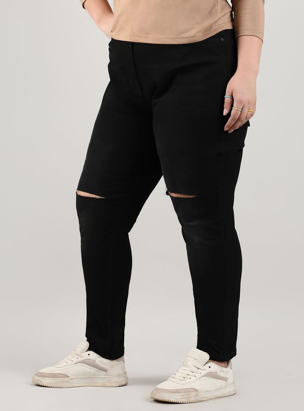 INSTAFAB PLUS Slashed Knee Regular Fit Jeans