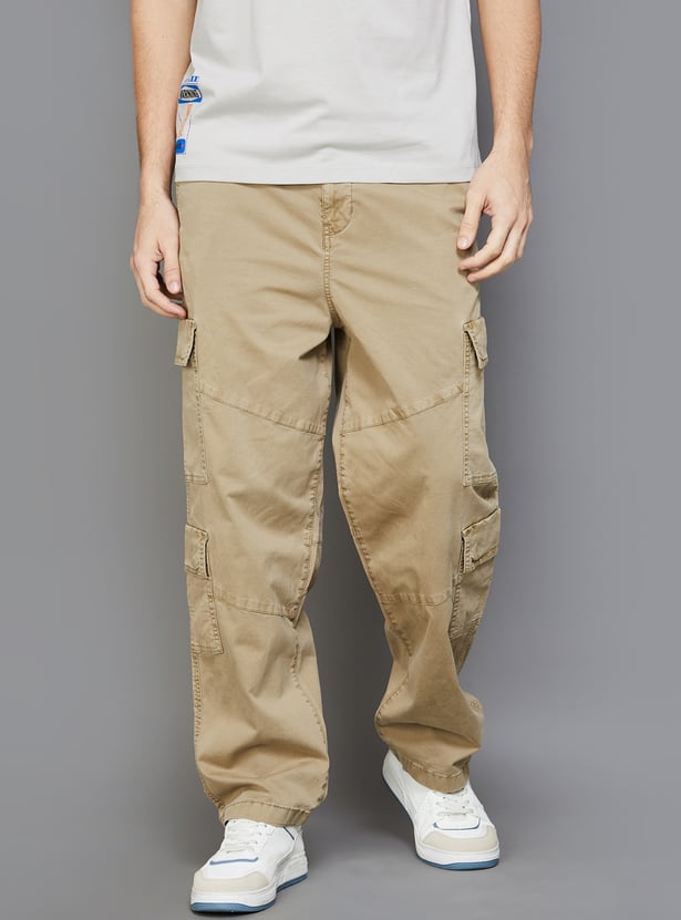 Buy PEPE JEANS Men Solid Regular Fit Cargo Trousers from Pepe