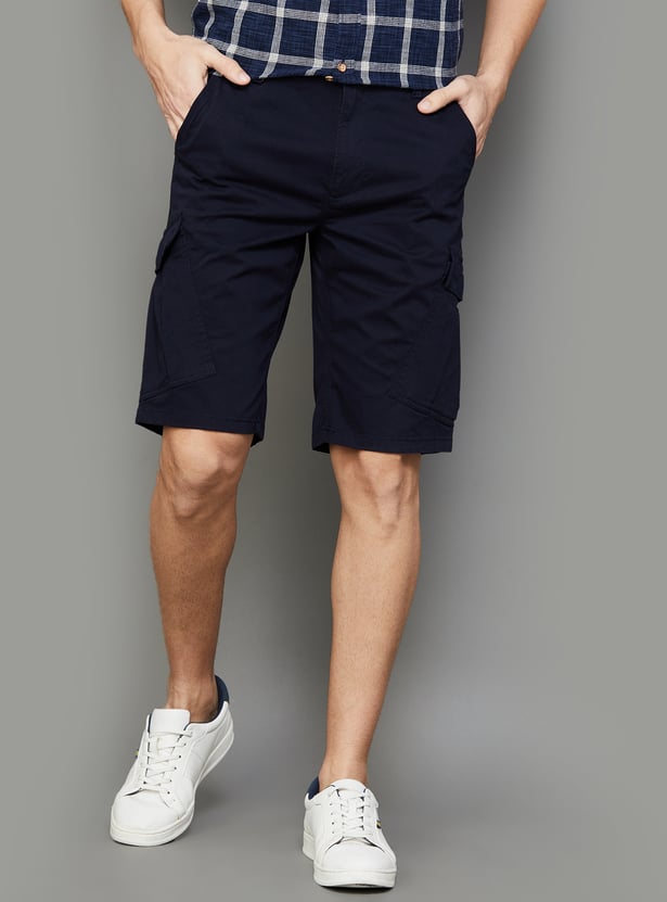 Buy T-BASE Men Solid Cargo Shorts from T-Base at just INR