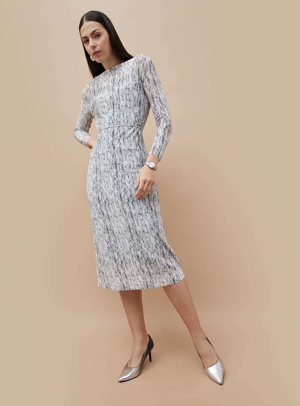 CODE Animal Print Sheath Dress with Slip