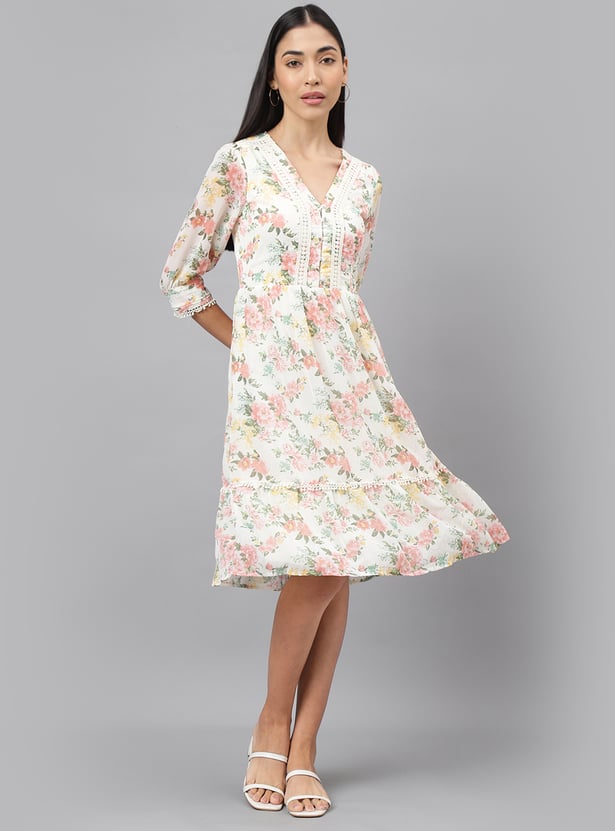 LATIN QUARTERS Floral Print A-line Dress