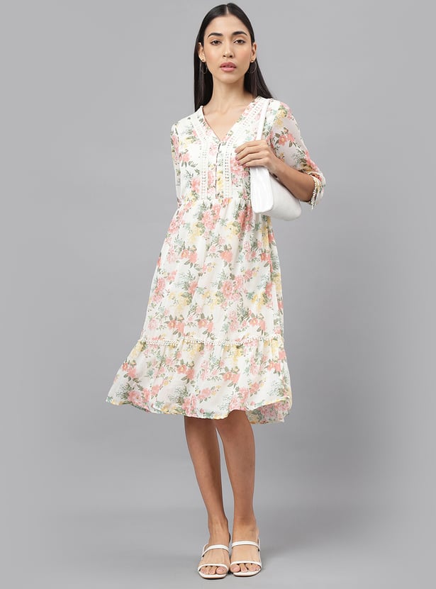 LATIN QUARTERS Floral Print A-line Dress