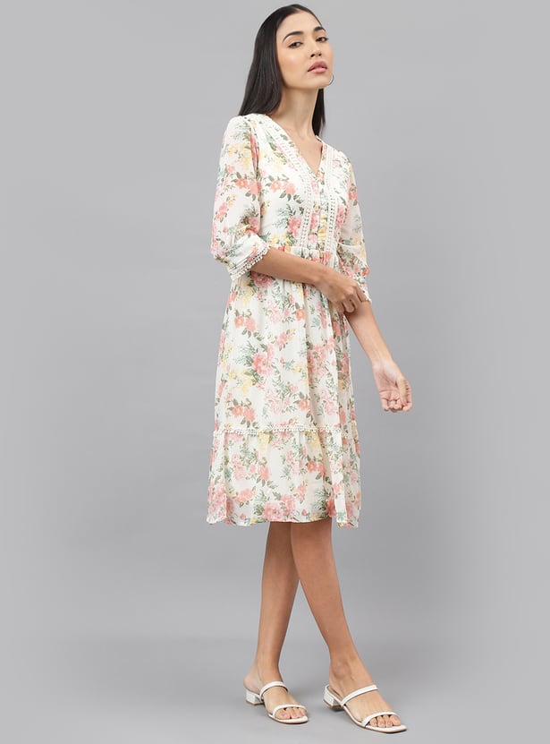 LATIN QUARTERS Floral Print A-line Dress