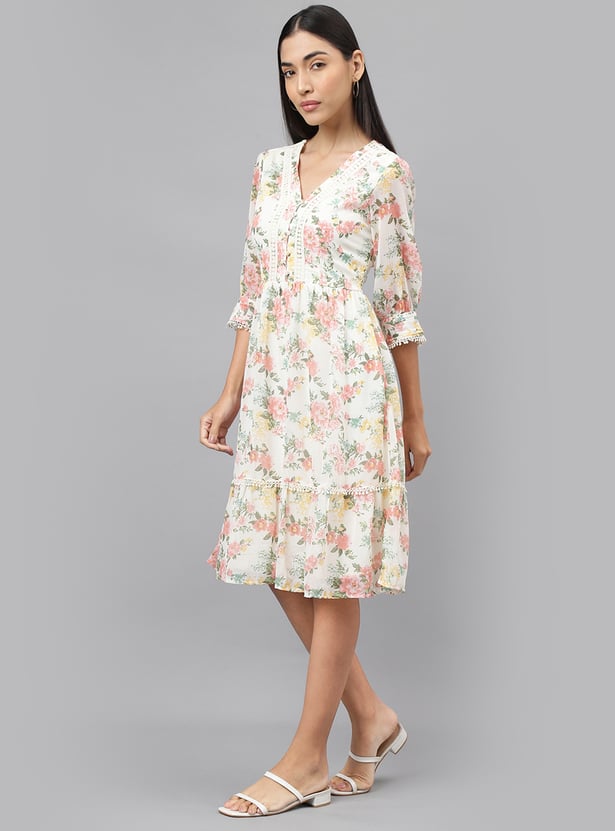 LATIN QUARTERS Floral Print A-line Dress