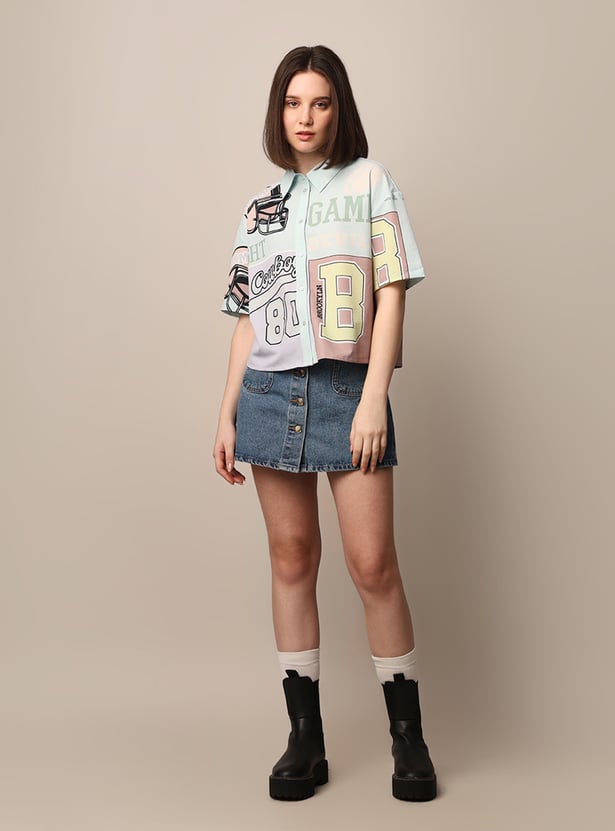 ONLY Varsity Print Boxy Fit Shirt