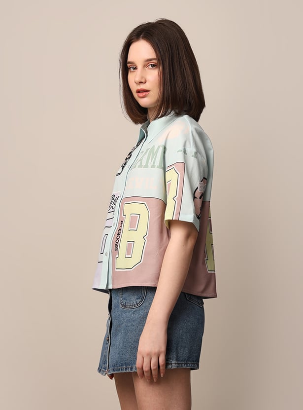 ONLY Varsity Print Boxy Fit Shirt