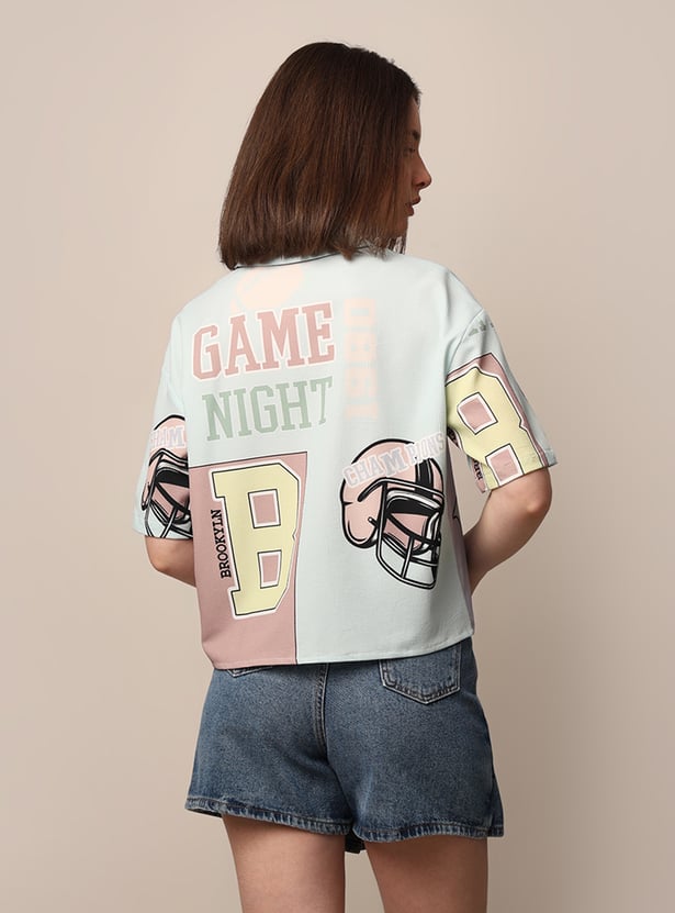 ONLY Varsity Print Boxy Fit Shirt