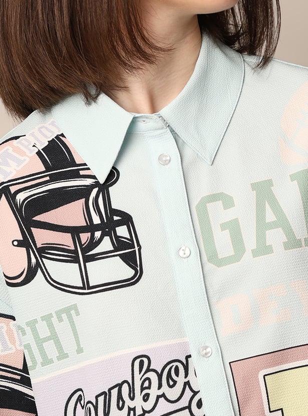 ONLY Varsity Print Boxy Fit Shirt