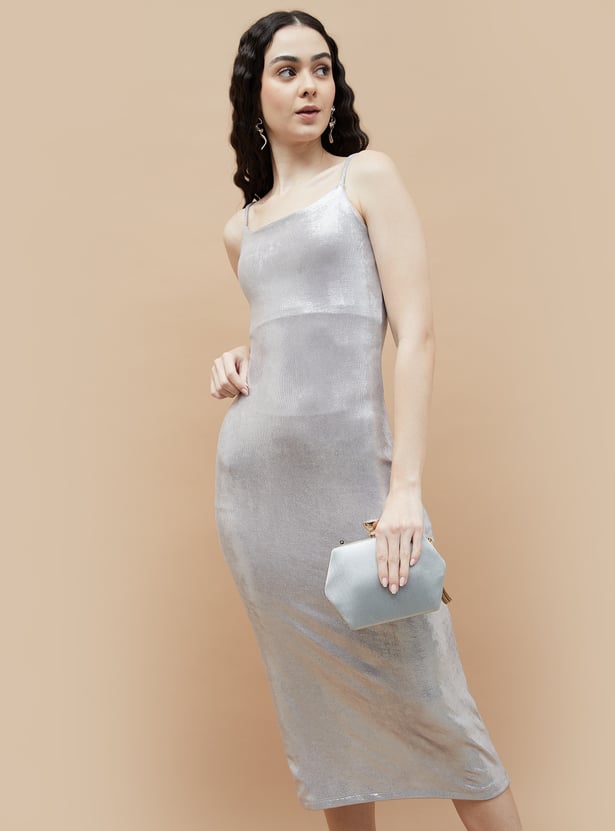 GINGER Metallic Strappy Slip Dress