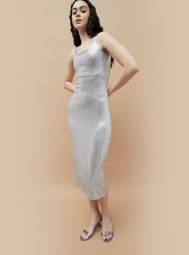 GINGER Metallic Strappy Slip Dress