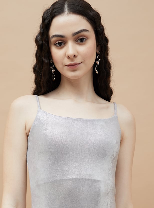 GINGER Metallic Strappy Slip Dress