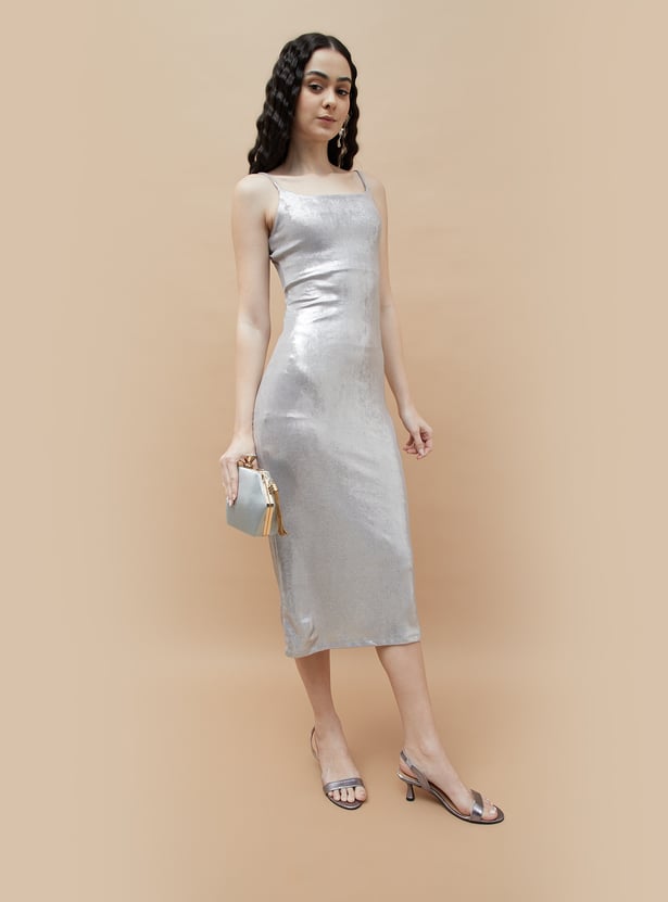 GINGER Metallic Strappy Slip Dress