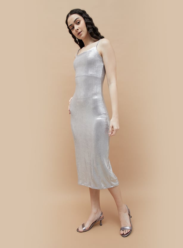 GINGER Metallic Strappy Slip Dress