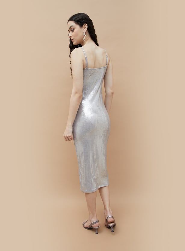 GINGER Metallic Strappy Slip Dress