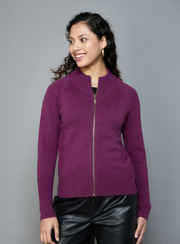 zip-up cardigan