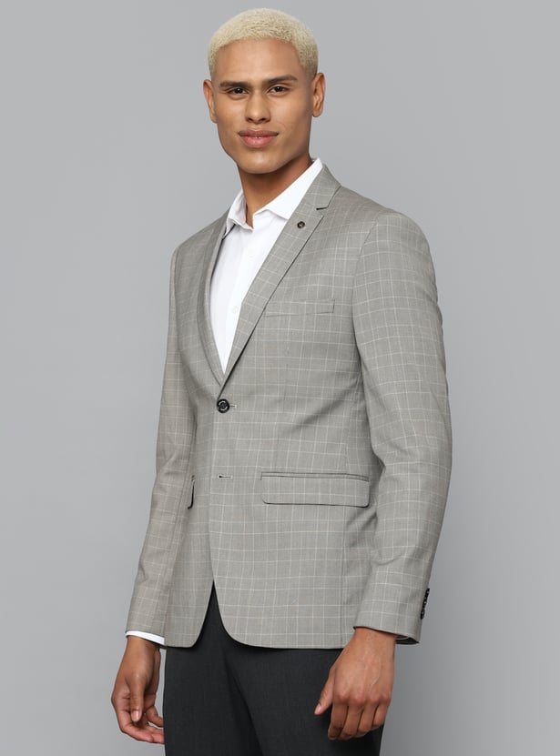 ALLEN SOLLY Checked Single Breasted Slim Fit Formal Blazer