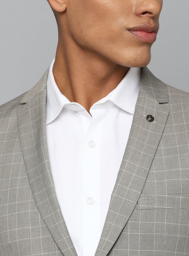 ALLEN SOLLY Checked Single Breasted Slim Fit Formal Blazer