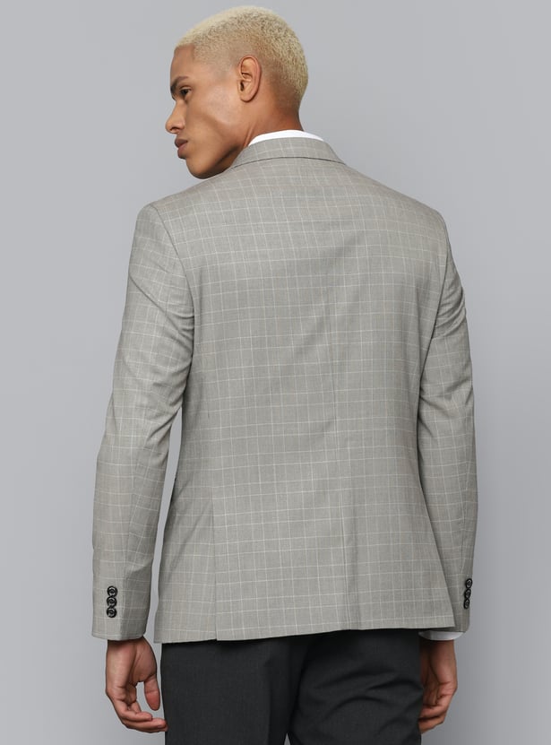 ALLEN SOLLY Checked Single Breasted Slim Fit Formal Blazer