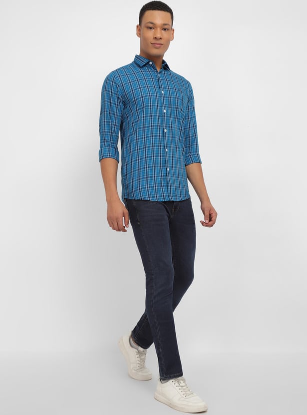 ALLEN SOLLY Checked Slim Fit Casual Shirt