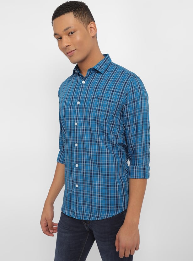 ALLEN SOLLY Checked Slim Fit Casual Shirt