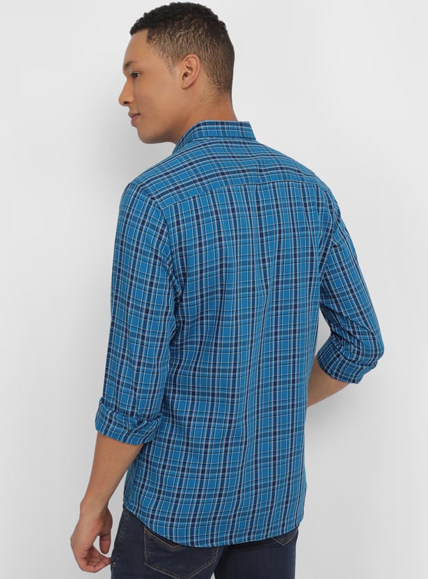 ALLEN SOLLY Checked Slim Fit Casual Shirt