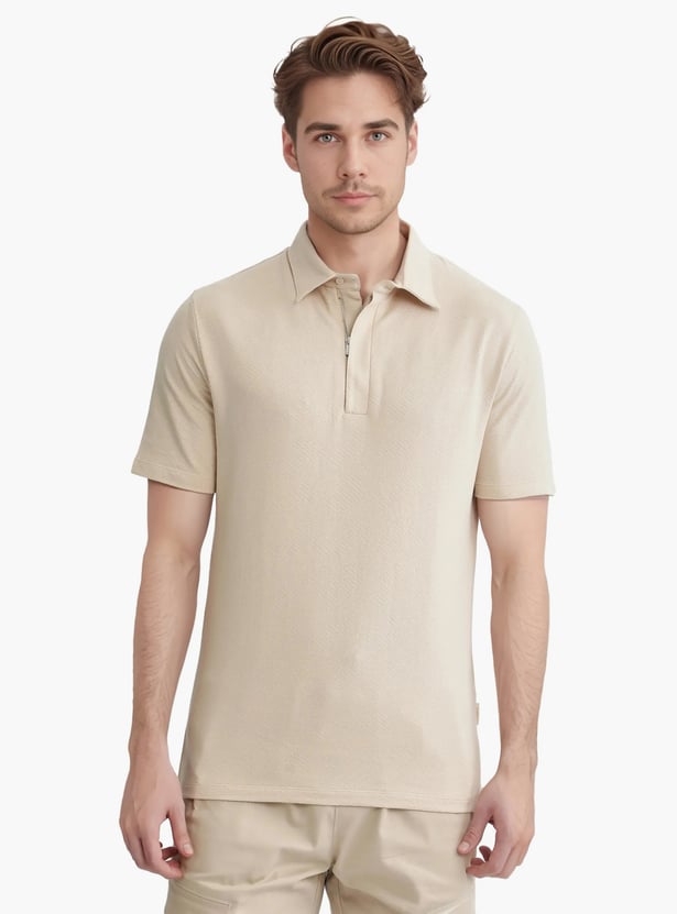 Buy RARE RABBIT Textured Polo T-shirt from Rare Rabbit at just INR 3299.0