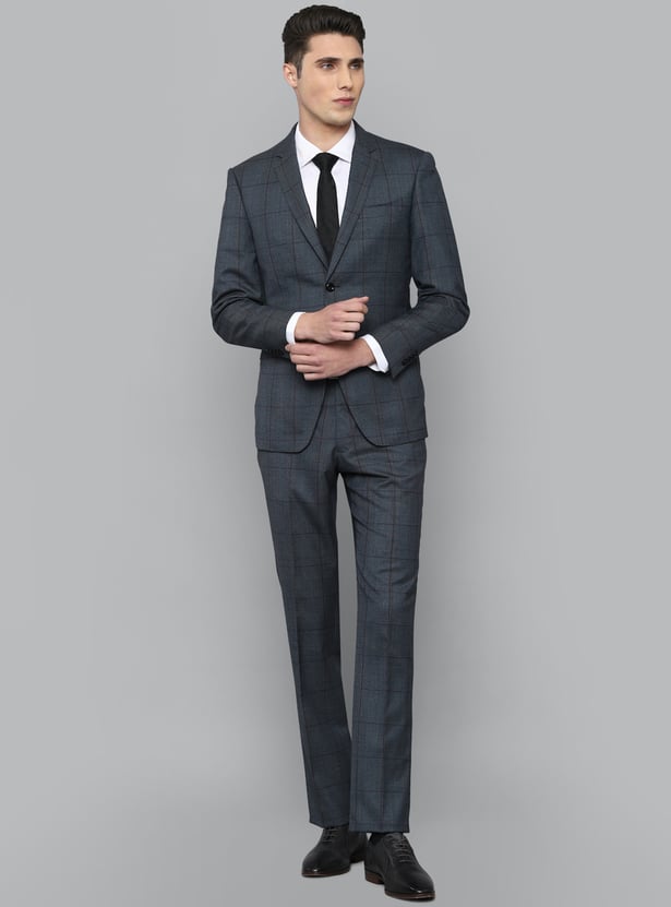LOUIS PHILIPPE Checked Slim Fit Formal Two Piece Suit
