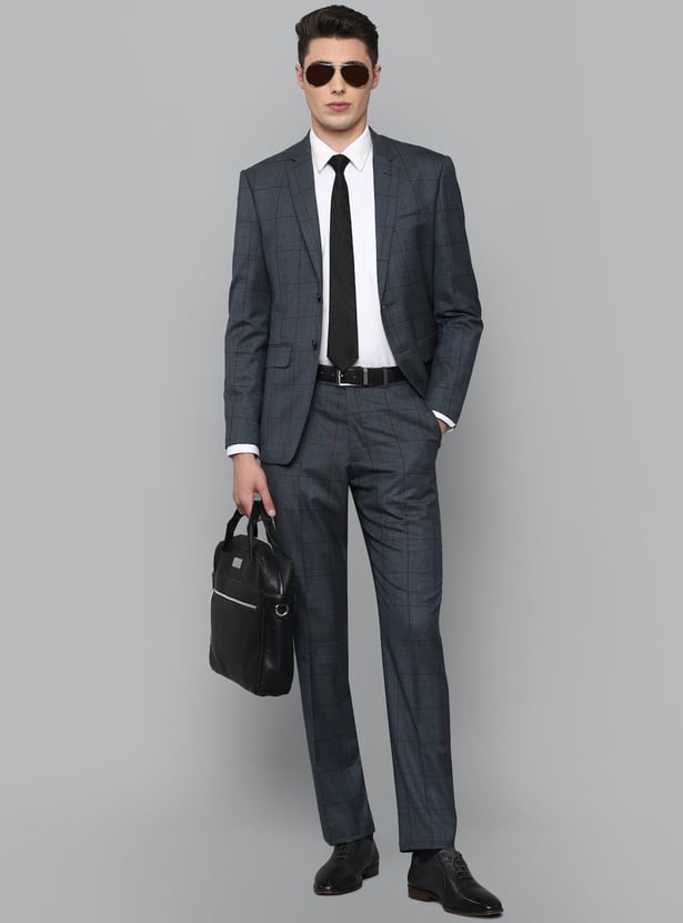 LOUIS PHILIPPE Checked Slim Fit Formal Two Piece Suit