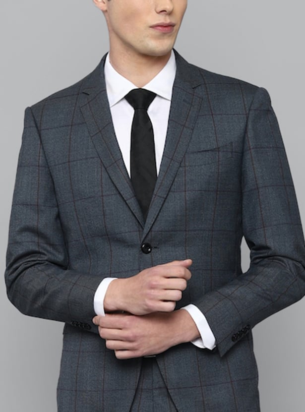 LOUIS PHILIPPE Checked Slim Fit Formal Two Piece Suit