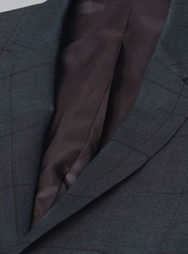 LOUIS PHILIPPE Checked Slim Fit Formal Two Piece Suit