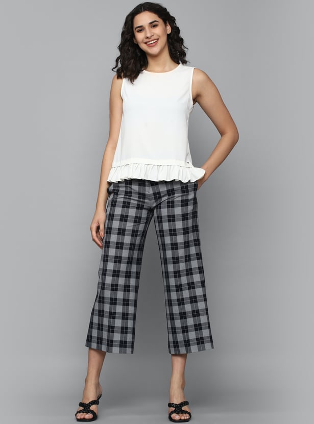 Buy ALLEN SOLLY Checked Cropped Trousers from Allen Solly at just INR 2299.0