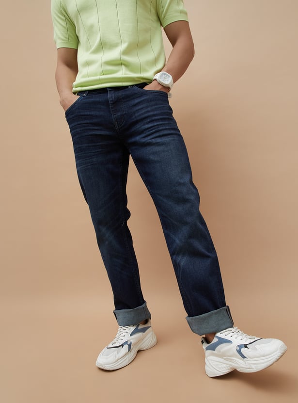 Buy FORCA Washed Slim Straight Jeans from Forca at just INR