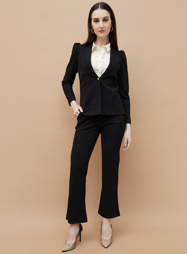 CODE Solid Single-Breasted Formal Blazer