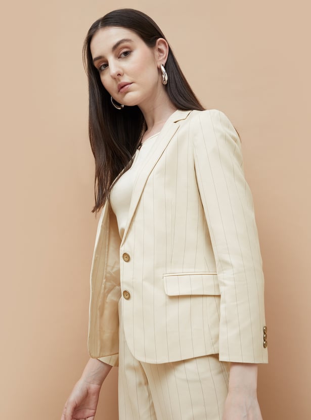 CODE CLASSIC Striped Single-Breasted Blazer