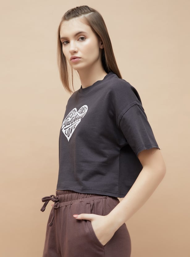 KAPPA Printed Boxy Fit Crop T-shirt