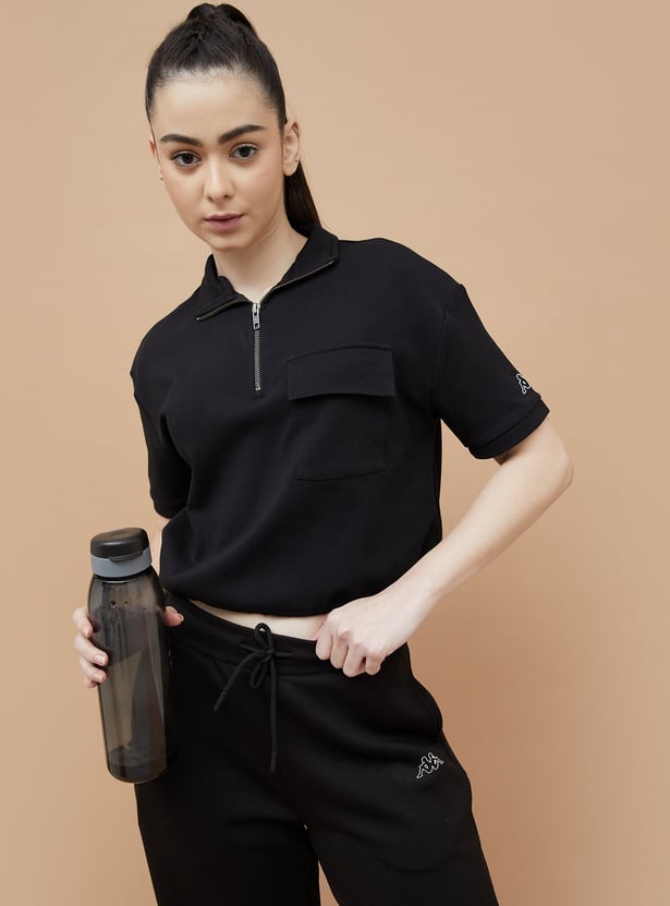 KAPPA Solid Collared Crop T-shirt