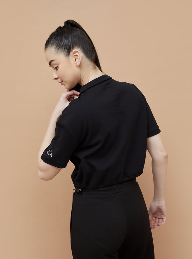 KAPPA Solid Collared Crop T-shirt